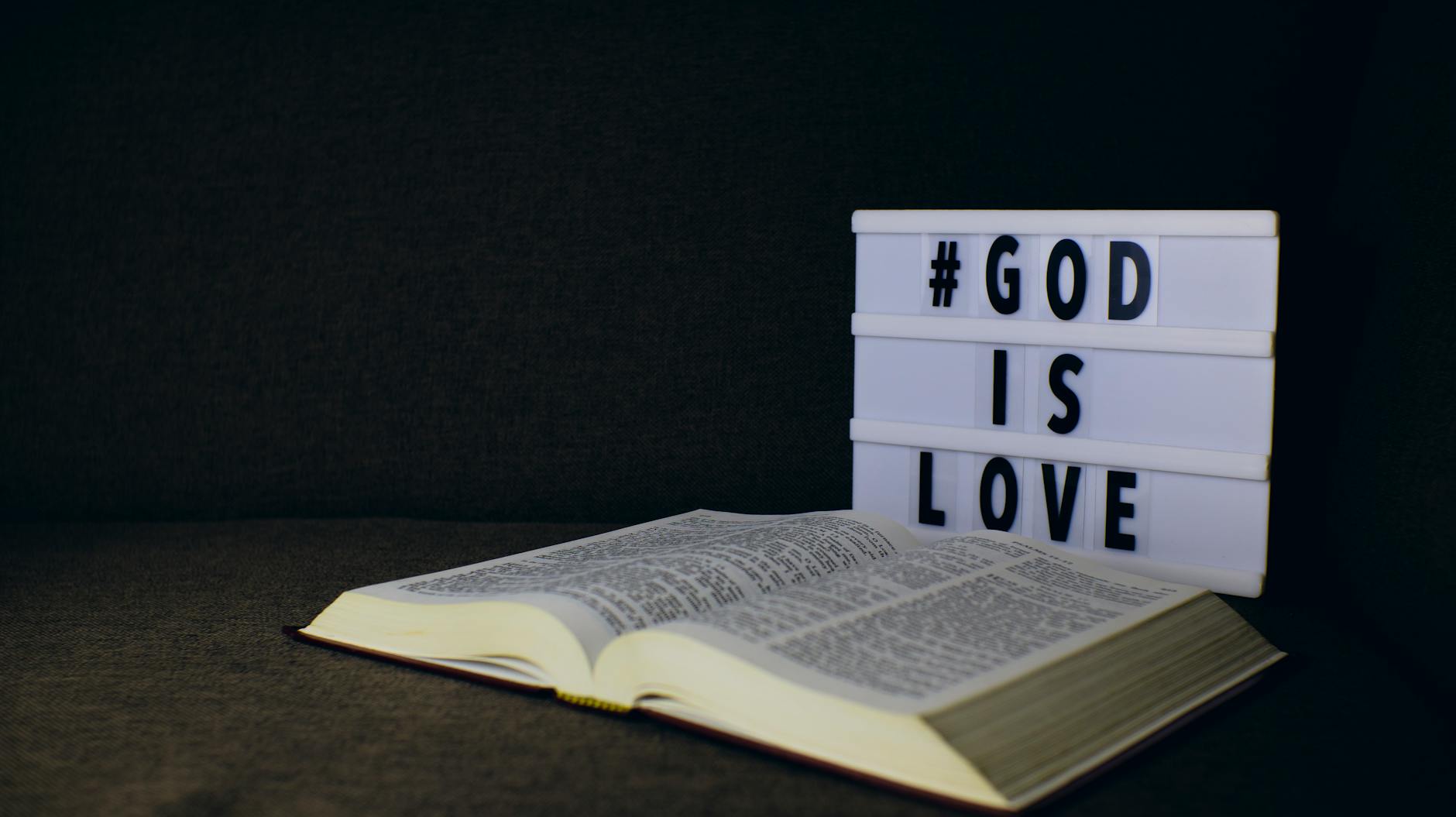 bible with slogan god is love