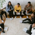 group of people praying together